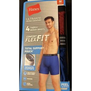 Hanes Ultimate Comfort Flex Fit Total Support Pouch Boxer Brief, 4 Pack Medium